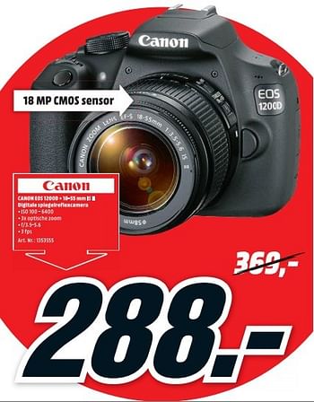 Moet Zeeanemoon musical Canon Canon eos 1200d + 18-55 mm is ll digitale spiegelreflexcamera -  Promotie bij Media Markt