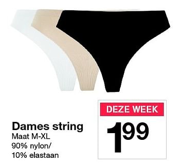 Promoties Dames string - Huismerk - Zeeman  - Geldig van 02/07/2016 tot 08/07/2016 bij Zeeman