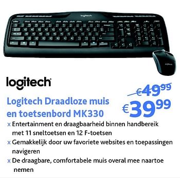 Promoties Logitech draadloze muis en toetsenbord mk330 - Logitech - Geldig van 01/07/2016 tot 31/07/2016 bij Connect IT