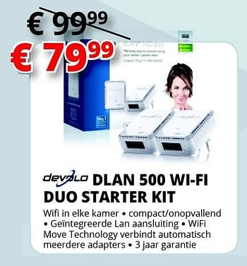 Promoties Devolo dlan 500 wifi duo starter kit - Devolo - Geldig van 01/07/2016 tot 31/07/2016 bij Auva