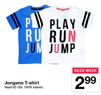 Promotions Jongens t-shirt - Produit maison - Zeeman  - Valide de 09/07/2016 à 15/07/2016 chez Zeeman