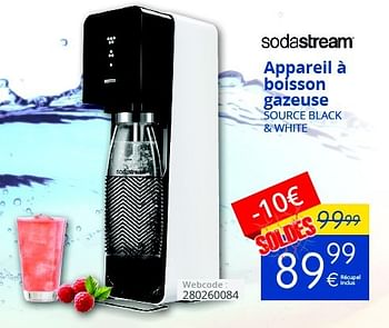 Promoties Sodastream appareil à boisson gazeuse source black + white - Sodastream - Geldig van 01/07/2016 tot 14/07/2016 bij Eldi