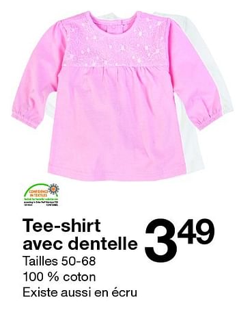 Promotions Tee-shirt avec dentelle - Produit maison - Zeeman  - Valide de 02/07/2016 à 31/10/2016 chez Zeeman