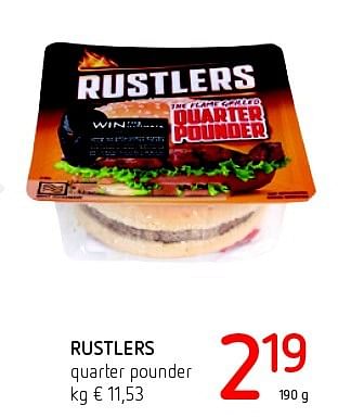 Promoties Rustlers quarter pounder - Rustlers - Geldig van 14/07/2016 tot 27/07/2016 bij Eurospar (Colruytgroup)