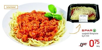 Promoties Spaghetti bolognaise - Spar - Geldig van 14/07/2016 tot 27/07/2016 bij Eurospar (Colruytgroup)