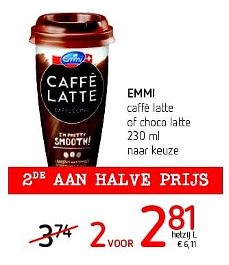 Promotions Emmi caffè latte of choco latte - Emmi - Valide de 14/07/2016 à 27/07/2016 chez Eurospar (Colruytgroup)