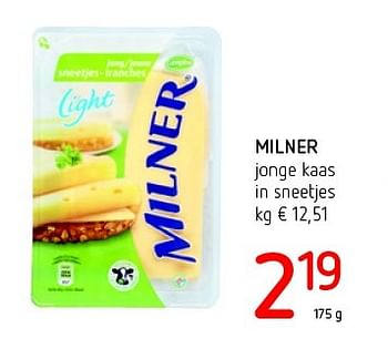 Promotions Milner jonge kaas in sneetjes - Milner - Valide de 14/07/2016 à 27/07/2016 chez Eurospar (Colruytgroup)