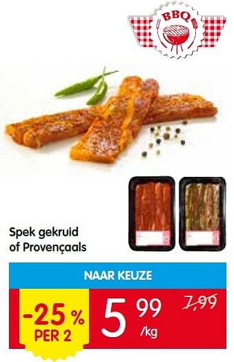 Promoties Spek gekruid of provençaals - Huismerk - Red Market - Geldig van 14/07/2016 tot 20/07/2016 bij Red Market