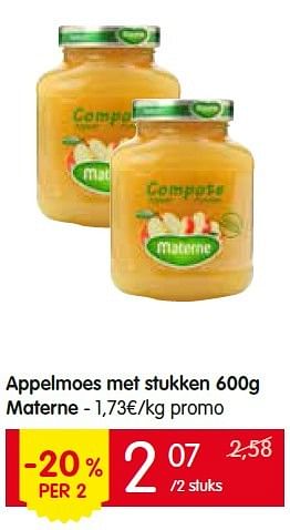 Promoties Appelmoes met stukken materne - Materne - Geldig van 14/07/2016 tot 20/07/2016 bij Red Market