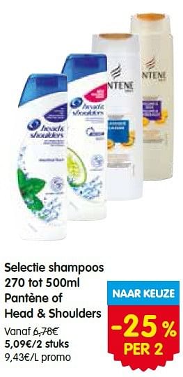 Promoties Selectie shampoos pantène of head + shoulders - Head & Shoulders - Geldig van 14/07/2016 tot 20/07/2016 bij Red Market