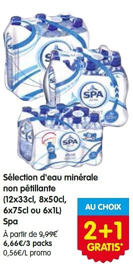 Promotions Sélection d`eau minérale non pétillante spa - Spa - Valide de 14/07/2016 à 20/07/2016 chez Red Market