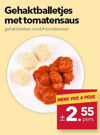 Promoties Gehaktballetjes met tomatensaus - Huismerk - Buurtslagers - Geldig van 08/07/2016 tot 21/07/2016 bij Buurtslagers Vleeshal