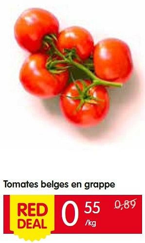 Promotions Tomates belges en grappe - Produit Maison - Red Market - Valide de 21/07/2016 à 27/07/2016 chez Red Market
