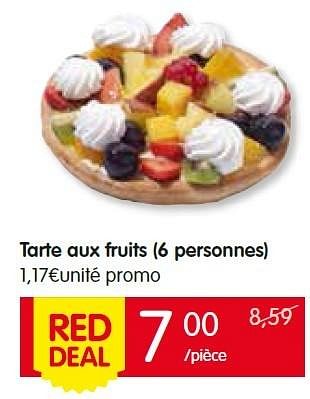 Promotions Tarte aux fruits - Produit Maison - Red Market - Valide de 21/07/2016 à 27/07/2016 chez Red Market