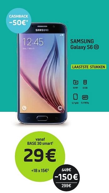 Promotions Samsung galaxy s6 - Samsung - Valide de 01/09/2017 à 01/10/2017 chez Base