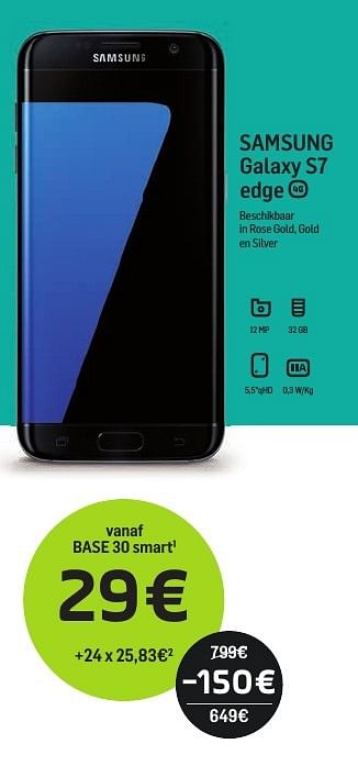 Promoties Samsung galaxy s7 - Samsung - Geldig van 01/09/2017 tot 01/10/2017 bij Base