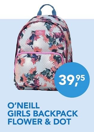 Promoties O`neill girls backpack flower + dot - O'Neill - Geldig van 01/08/2016 tot 31/08/2016 bij Coolblue