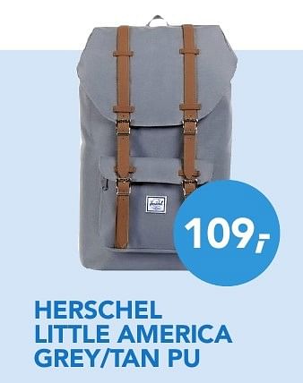 Promoties Herschel rugzak little america grey-tan pu - Herschel - Geldig van 01/08/2016 tot 31/08/2016 bij Coolblue