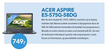 Promoties Acer laptop aspire e5-575g-58dg - Acer - Geldig van 01/08/2016 tot 31/08/2016 bij Coolblue
