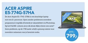 Promoties Acer laptop aspire e5-774g-57ha - Acer - Geldig van 01/08/2016 tot 31/08/2016 bij Coolblue