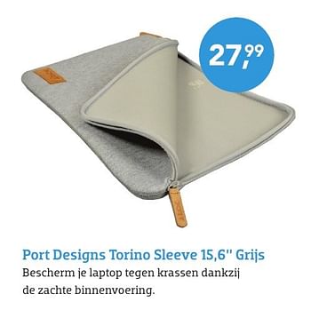 Promoties Port designs torino sleeve 15,6`` grijs - Port Designs - Geldig van 01/08/2016 tot 31/08/2016 bij Coolblue