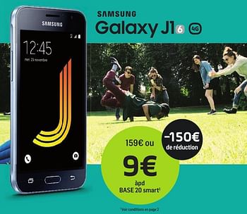 Promotions Samsung galaxy j1 - Samsung - Valide de 01/09/2017 à 01/10/2017 chez Base