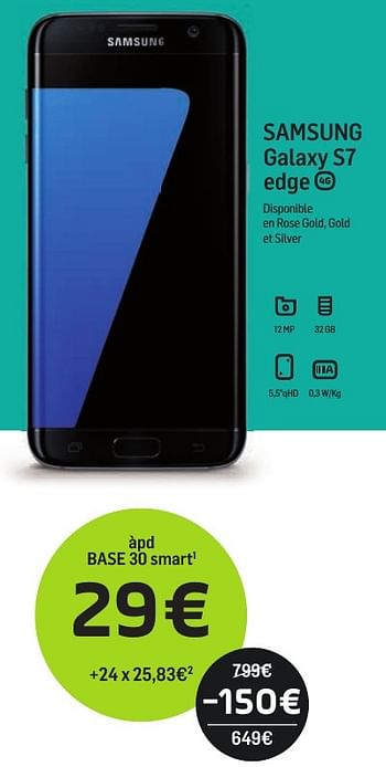 Promoties Samsung galaxy s7 edge - Samsung - Geldig van 01/09/2017 tot 01/10/2017 bij Base