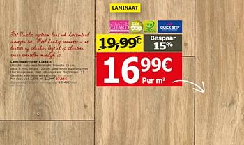 Promoties Laminaatvloer classic - Huismerk - BricoPlanit - Geldig van 09/08/2016 tot 22/08/2016 bij BricoPlanit