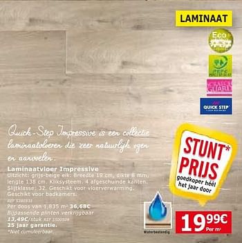 Promoties Laminaatvloer impressive - Huismerk - BricoPlanit - Geldig van 09/08/2016 tot 22/08/2016 bij BricoPlanit