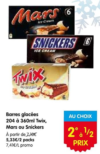 Promotions Barres glacés twix. mars of snickers - Mars - Valide de 04/08/2016 à 10/08/2016 chez Red Market