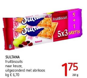 Promoties Sultana fruitbiscuits - Sultana - Geldig van 11/08/2016 tot 24/08/2016 bij Eurospar (Colruytgroup)