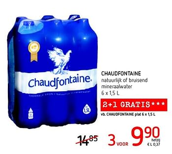 Promoties Chaudfontaine natuurlijk of bruisend mineraalwater - Chaudfontaine - Geldig van 11/08/2016 tot 24/08/2016 bij Eurospar (Colruytgroup)