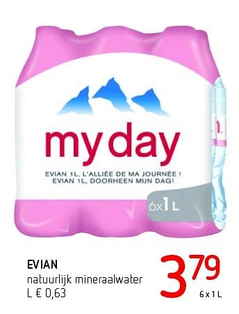 Promoties Evian natuurlijk mineraalwater - Evian - Geldig van 11/08/2016 tot 24/08/2016 bij Eurospar (Colruytgroup)