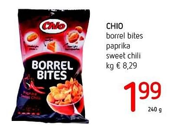 Promoties Chio borrel bites paprika sweet chili - Chio - Geldig van 11/08/2016 tot 24/08/2016 bij Eurospar (Colruytgroup)