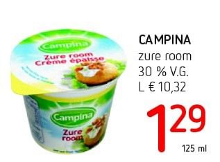 Promoties Campina zure room - Campina - Geldig van 11/08/2016 tot 24/08/2016 bij Eurospar (Colruytgroup)