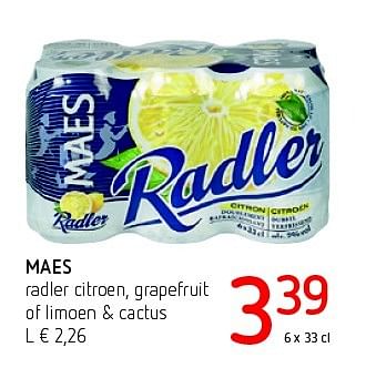Promoties Maes radler citroen, grapefruit of limoen + cactus - Maes - Geldig van 11/08/2016 tot 24/08/2016 bij Eurospar (Colruytgroup)