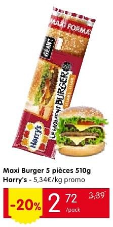 Promotions Maxi burger 5 pièces harry`s - Harry's - Valide de 11/08/2016 à 17/08/2016 chez Red Market