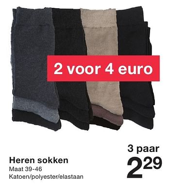 Promotions Heren sokken - Produit maison - Zeeman  - Valide de 13/08/2016 à 19/08/2016 chez Zeeman