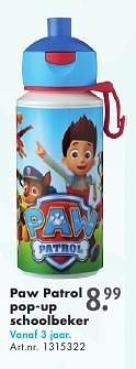 Promotions Paw patrol pop-up schoolbeker - PAW  PATROL - Valide de 13/08/2016 à 28/08/2016 chez Bart Smit
