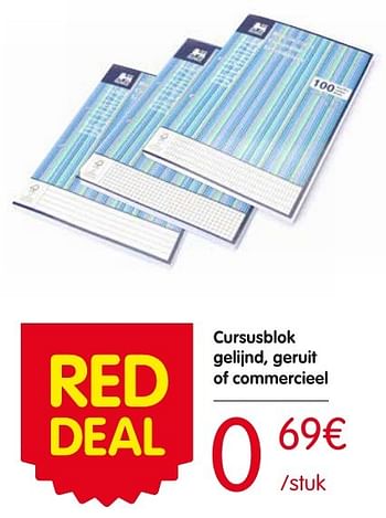 Promoties Cursusblok gelijnd, geruit of commercieel - Huismerk - Red Market - Geldig van 18/08/2016 tot 24/08/2016 bij Red Market