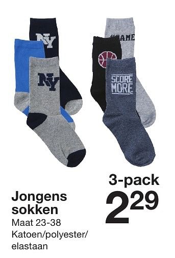 Promotions Jongens sokken - Produit maison - Zeeman  - Valide de 20/08/2016 à 02/09/2016 chez Zeeman