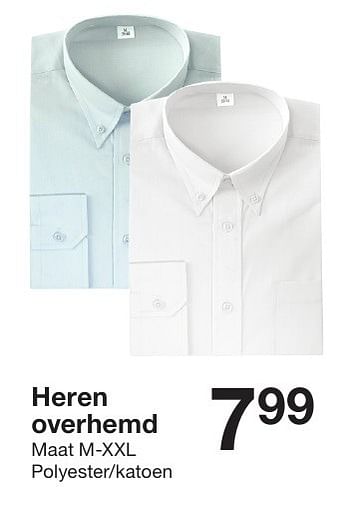 Promotions Heren overhemd - Produit maison - Zeeman  - Valide de 20/08/2016 à 31/12/2016 chez Zeeman