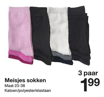 Promoties Meisjes sokken - Huismerk - Zeeman  - Geldig van 20/08/2016 tot 31/12/2016 bij Zeeman