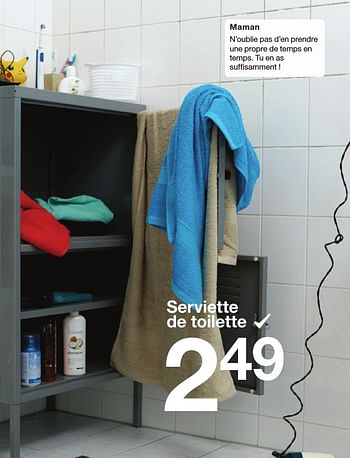 Promotions Serviette de toilette - Produit maison - Zeeman  - Valide de 20/08/2016 à 31/12/2016 chez Zeeman