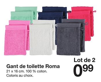 Promotions Gant de toilette roma - Produit maison - Zeeman  - Valide de 20/08/2016 à 31/12/2016 chez Zeeman