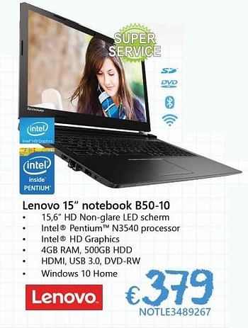 Promoties Lenovo notebook b50-10 - Lenovo - Geldig van 19/08/2016 tot 30/09/2016 bij Compudeals