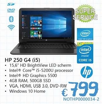 Promoties Hp 250 g4 i5 - HP - Geldig van 19/08/2016 tot 30/09/2016 bij Compudeals