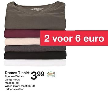 Promoties Dames t-shirt - Huismerk - Zeeman  - Geldig van 27/08/2016 tot 09/09/2016 bij Zeeman