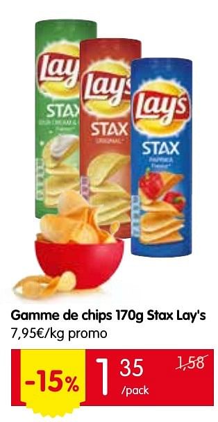 Promotions Gamme de chips stax lay`s - Lay's - Valide de 25/08/2016 à 31/08/2016 chez Red Market
