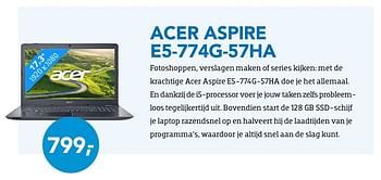Promoties Acer laptop aspire e5-774g-57ha - Acer - Geldig van 01/09/2016 tot 30/09/2016 bij Coolblue